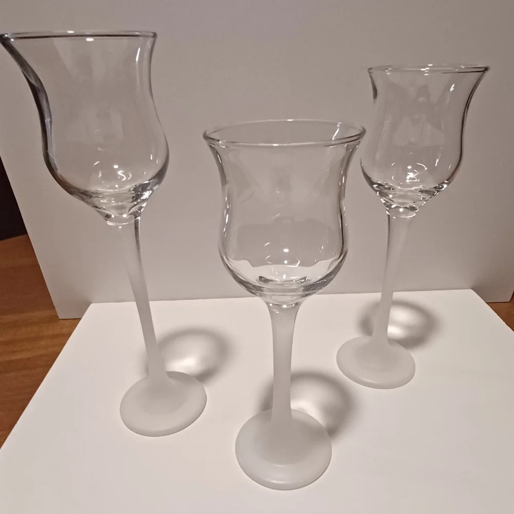 NWT Vintage PartyLite Iced Crystal Frosted Stem Votive Candle Holders - Set of 3 - Picture 2 of 6